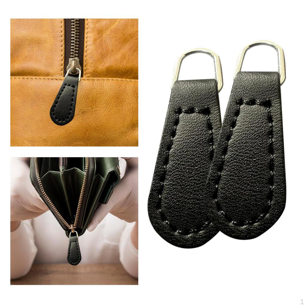 2 Pieces Zipper Pullers, PU Parts for Wallets, Jackets, Backpacks