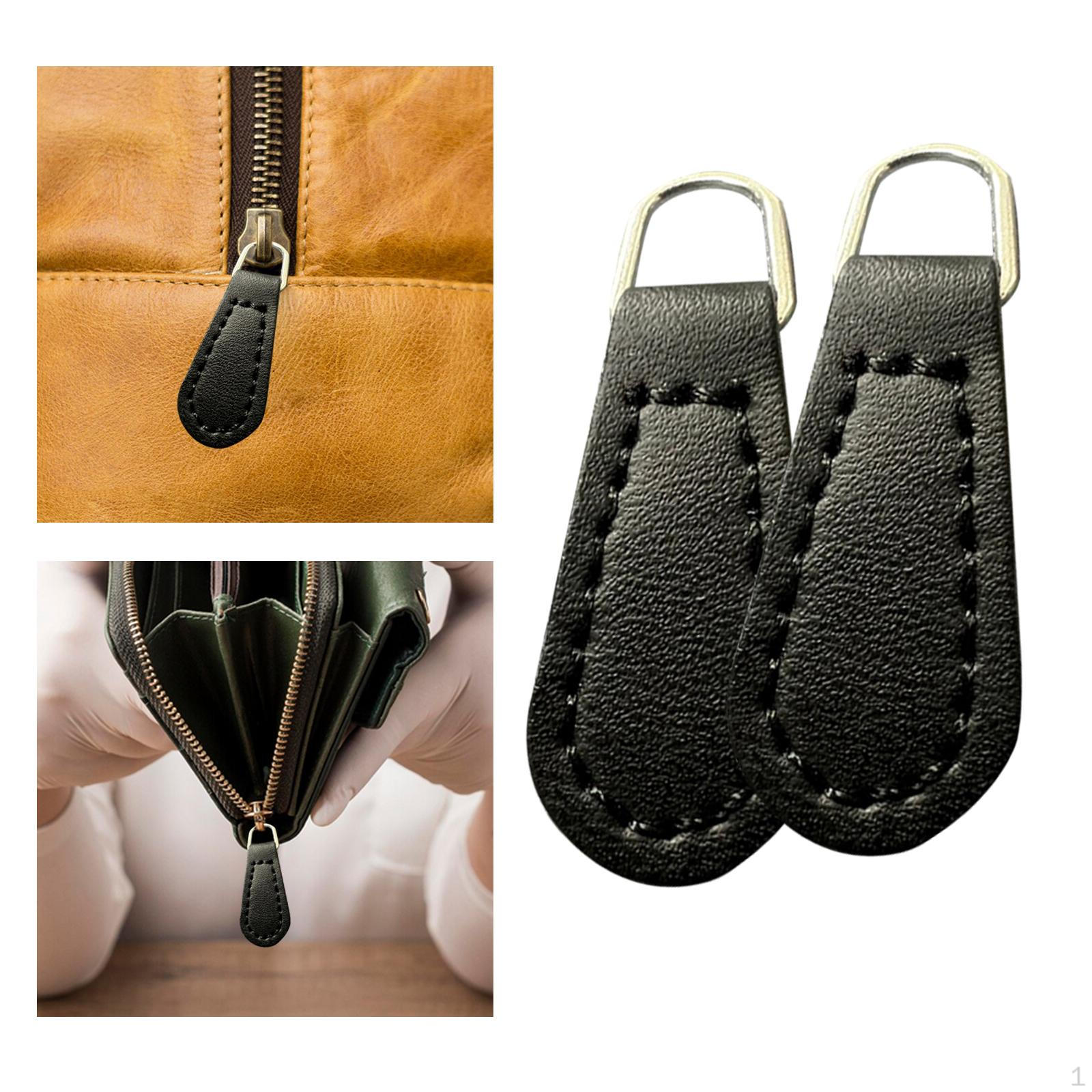 

2 штуки пуллеров для молнии, ПУ детали для кошельков, курток, рюкзаков Black