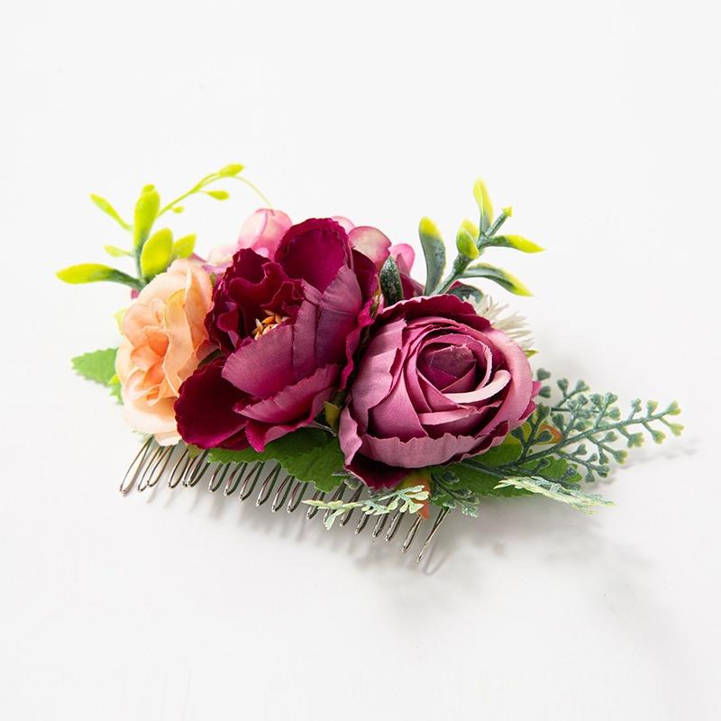 Bohemia Brides Wedding Flower Hair Comb Hairpin Bridesmaid Headdress Hair Combs Hair Accessories For Women Girls Floral Hairpins