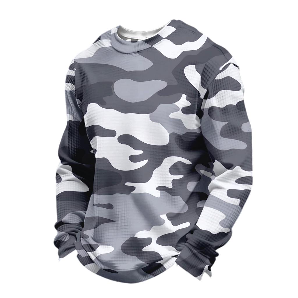 Pánský ležérní top s digitálním potiskem a dlouhým rukávem, Pánský kulatý výstřih s dlouhým rukávem