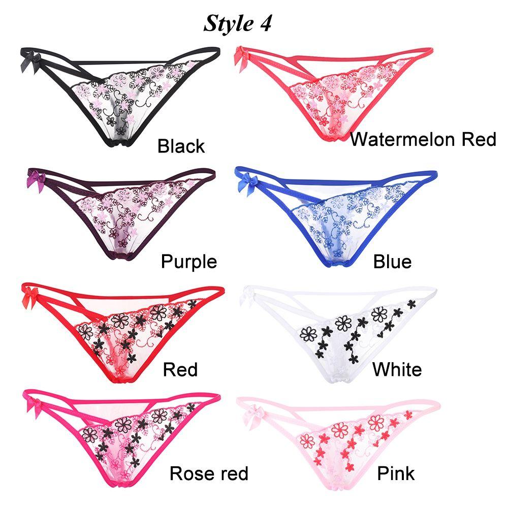 Fashion T-back Low Waist Briefs Women Erotic Lingerie Lace Flowers G-string Sexy Panties