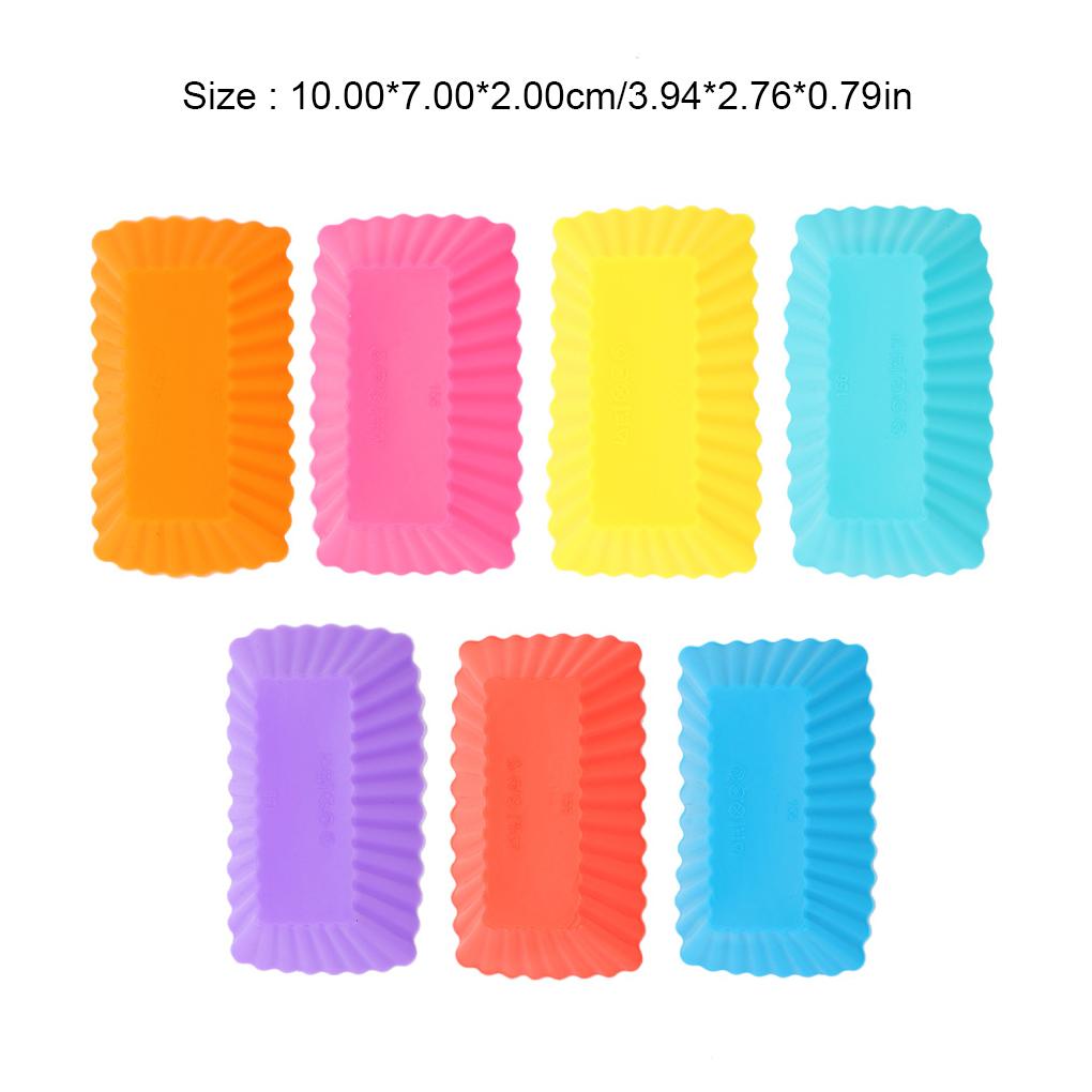 10Pcs Silicone Cake Mold Rectangular Pudding Baking Tools Reusable Cupcake Liners Kitchen Home Party Bakeware Accessories