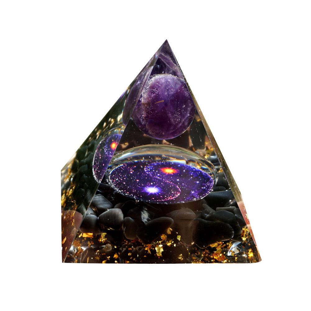 Energy Generator Orgone Pyramid Amethyst Peridot Healing Natural Crystal Reiki Chakra Generator Orgonite Pyramid Meditation Tool