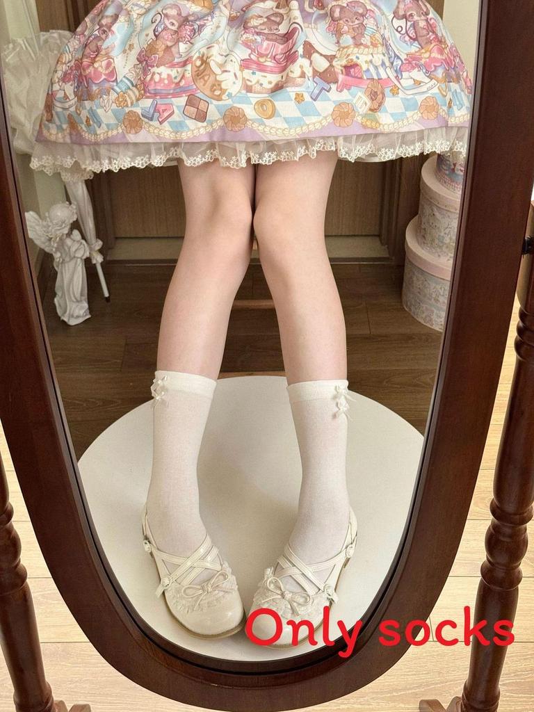 Cotton Lolita Socks With Sweet Side Bow For Girls Spring Summer Fashion
