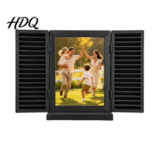 Colgador de llaves Decoración de pared con estante de almacenamiento oculto Marco de ventana estilo mediterráneo Foto Soporte de exhibición estilo mediterráneo Entrada funcional negro