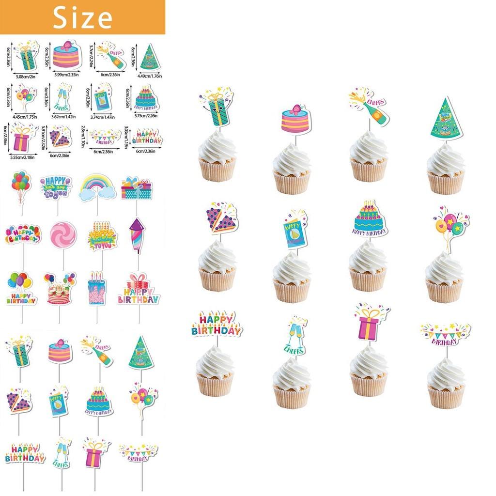 Birthday Party Cake Flag Decorations With Paper Flags For Celebrations Set Of 12