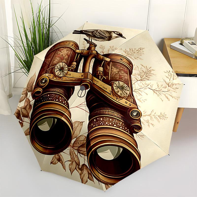

Binoculars, Bird Themed Automatic Opening and Closing Umbrella, Brightly Colored 8 rib Portable Umbrella, Suitable for Men and Women, A Perf