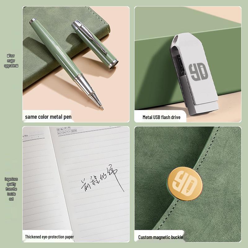 Conjunto de Presente Caderno A5 Dobrável em Três e Copo Térmico – Lembrança Corporativa Personalizada com Logotipo