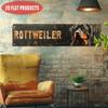 Vintage Rottweiler Metal Wall Decor 16x4 Inch, Heavy Duty Aluminum Tin Dog Face Sign with Lettering, Pre-Drilled Holes