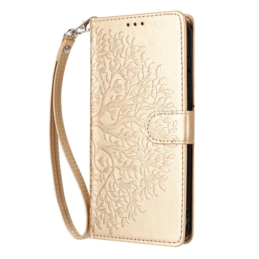 

Тисненый браслет-подставка для телефона с деревом из ПУ кожи с отделениями для карт и кошельком для Samsung S25 S24 S23 S22 S21 A56 A55 A54 A53 для iPhone 17 16 15 14 13 12 11 iPhone XR