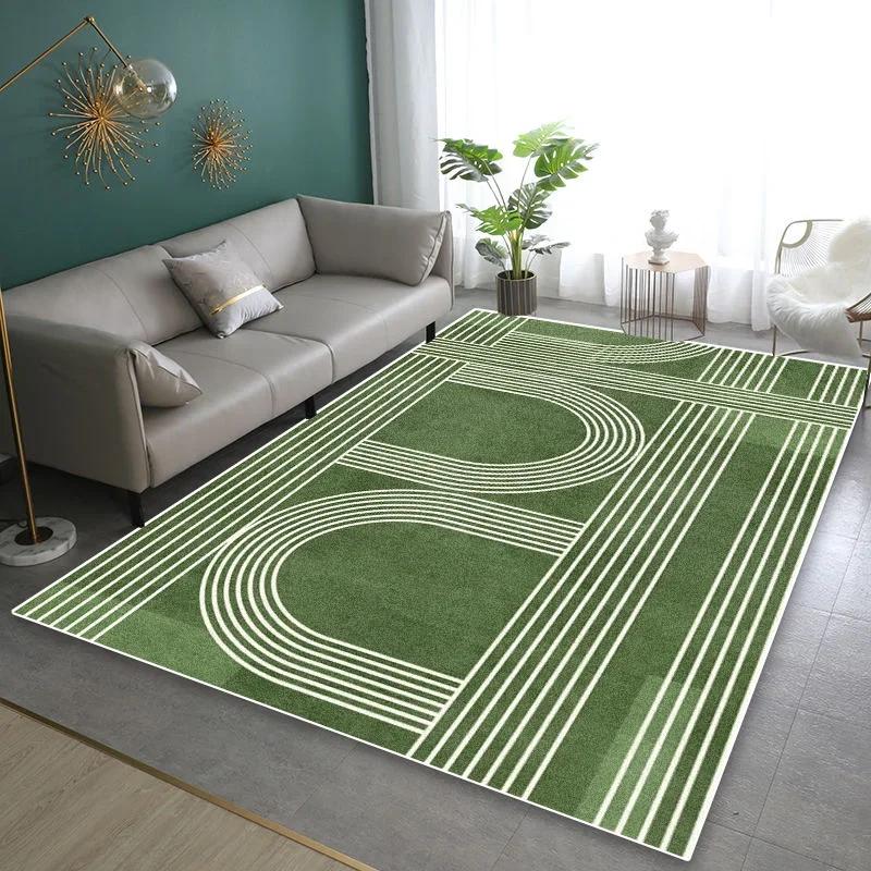Minimalist Green Area Rug Non-Slip Soft Carpet for Living Room Bedroom Bedside Floor Mat Home Decor