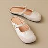 Hausschuhe für Damen Sommer Französischer Stil ZehenkappeHalbschuhe für Damen Retro Gerader Riemen Flache Sohle Einzelne Schuhe für Damen
