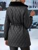 European-American Fur Collar Quilted Jacket: Slimming Mid-length Black Coat for Autumn/Winter - Warm and Windproof