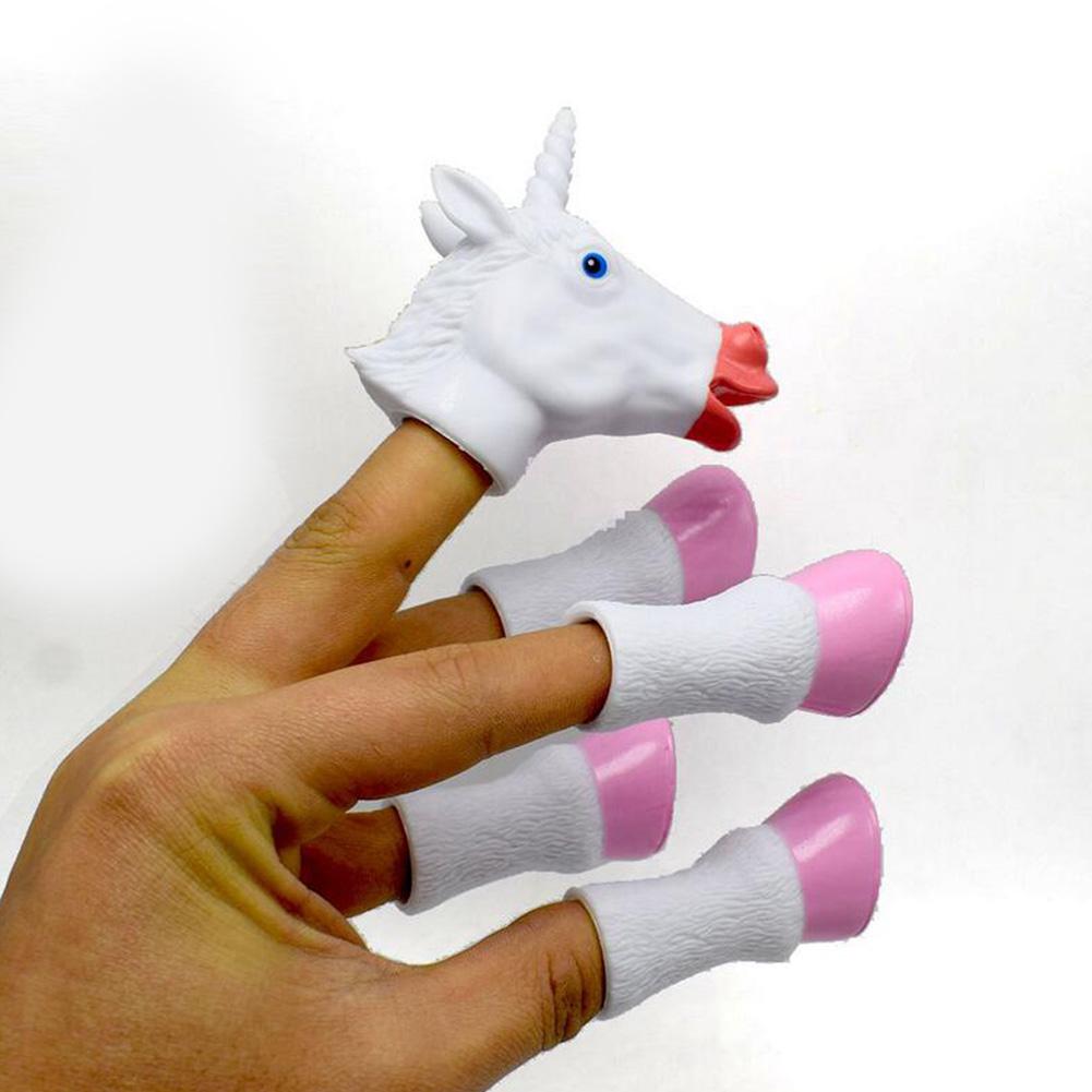 

5PCS Finger Puppet with Four Hoof Finger Toy Story Telling Toy Four-footed unicorn finger puppet pink