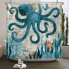 Octopus Seas Shower Curtains Bath Curtain 180*180cm Waterproof Bathroom Home Decor Washable Fabric Bathroom Screen With 12 Hooks
