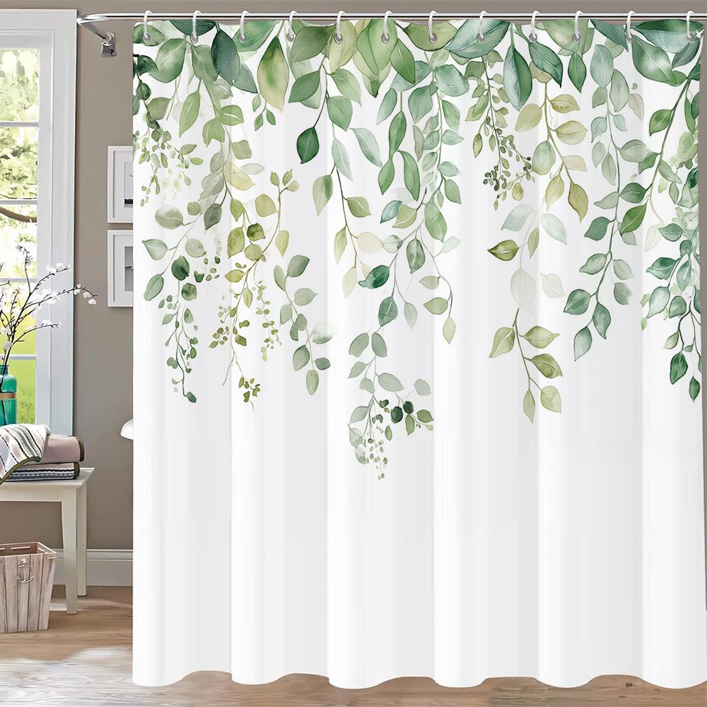 Spring Flowers And Butterflies Theme Shower Curtain, Bathroom Curtain, Floral Shower Curtain, Home Decoration Curtain With Hooks