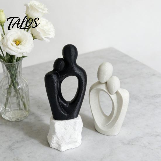 Integrated One-piece Design 3D Printed One Heart Couple Statue, Abstract Hugging Lovers Figurine with Stable Base, Minimalist Ornaments Love Sculpture