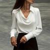 Fashion Elegant Swing Collar Loose Women Shirt Solid Color Simple Office Long Sleeve Top Casual Spring Autumn Shirt Woman Clothing
