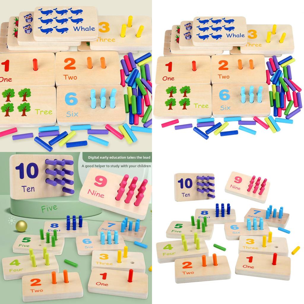 Wooden Montessori Math Learning Stick Color Recognition Matching Board Educational Toy For Early Childhood