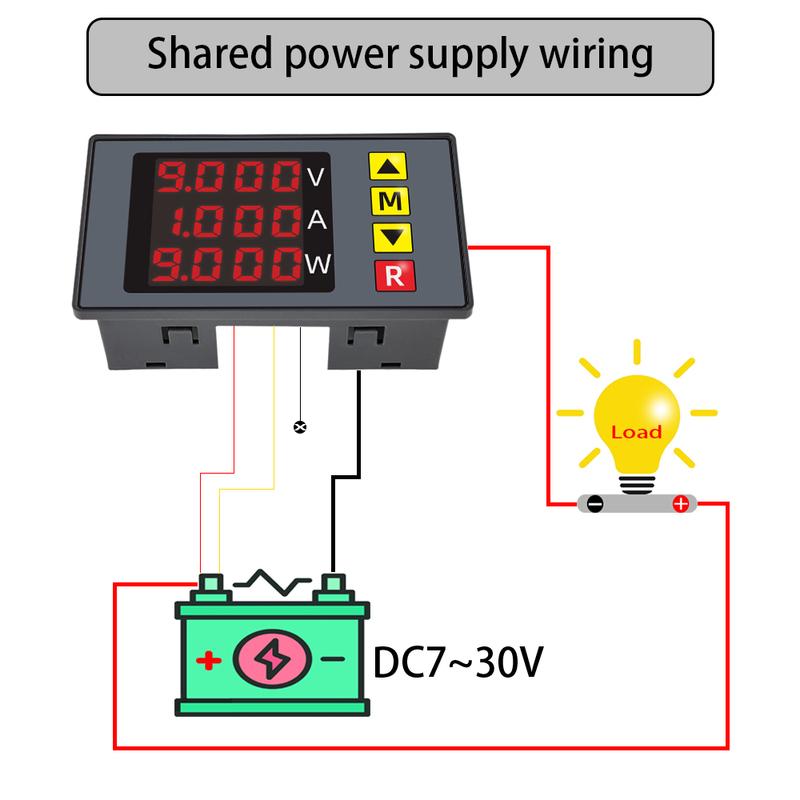 BM730 DC0-100V 10A LED Digital Voltmeter Ammeter Voltage Current Wattmeter Meter Volt Detector Tester Monitor Panel With alarm