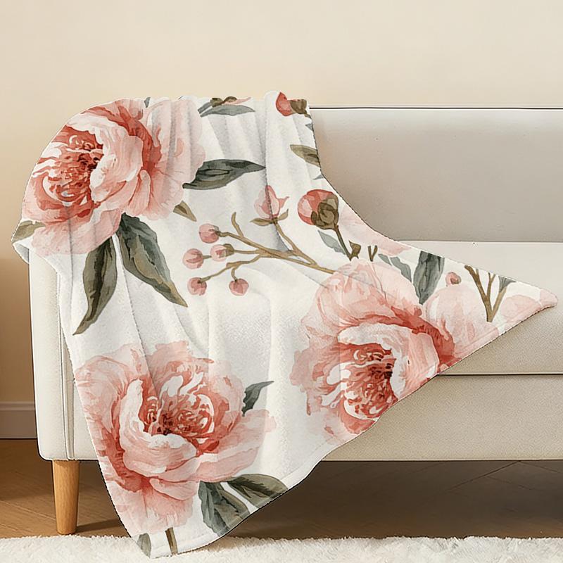 Soft Fleece Blanket,Breathable Skin-Friendly Cozy Throw, Delicate Floral Design, Warm All Season for Home, Office, Christmas & Halloween
