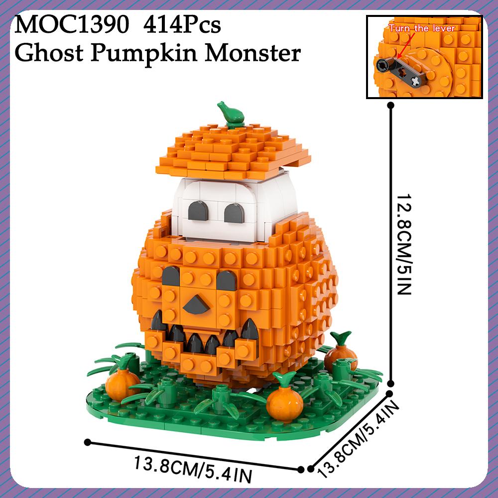 MOC Halloween Brick Ghost Graveyard Pumpkin Carriage House Witch Compatible Building Blocks Toys For Children Adult Friends Gift