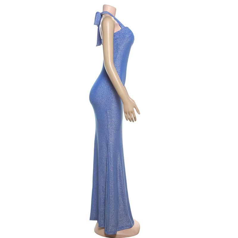 New Summer Women's Fashion INS High-End Elegant Dress with Halter Neck, Straps, and Backless Slim Fit Design