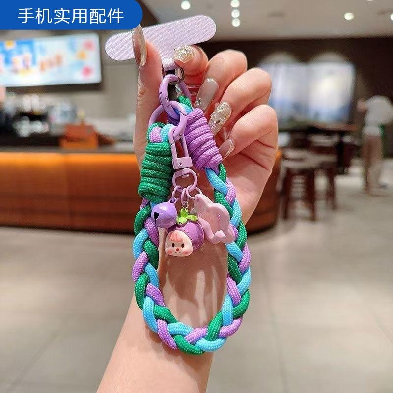 Colorful Braided Wrist Strap For Phone Keychain Outdoor Short Rope