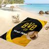 Borussia Dortmund Personalized Printed Beach Towel Soccer Logo Support Custom Name Text Absorbent Towel For Sport Travel Special Gift
