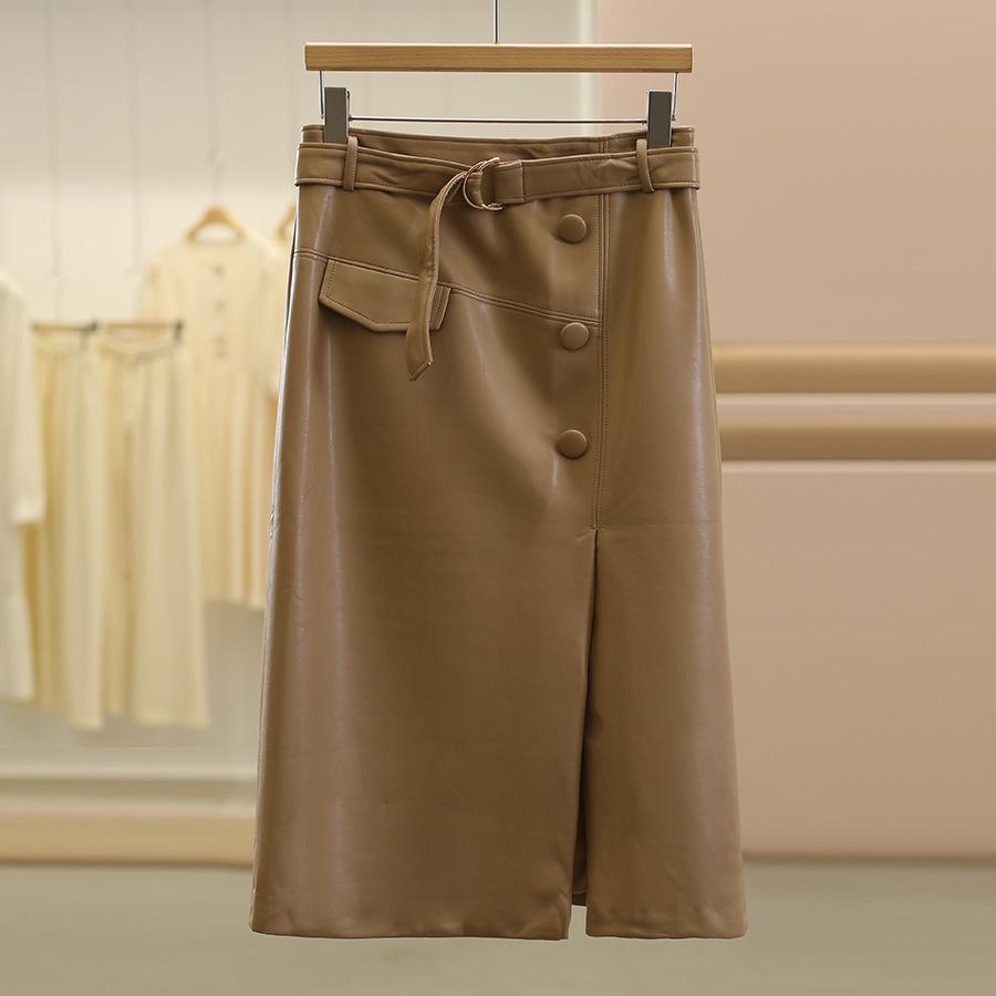 

Кожаная юбка-миди Youxizi с высокой посадкой и облегающего кроя для женщин, осенняя коллекция 25 S