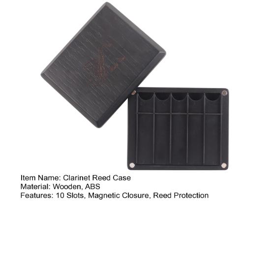 Clarinet Reed Case 10 Slots Saxophone Clarinet Holder Box with Magnetic Closure for Alto Tenor Soprano Saxophone Reeds