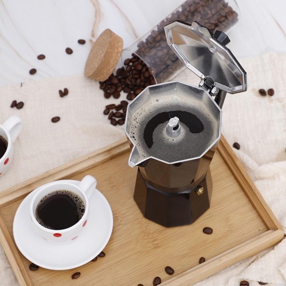 Percolator Black Coffee Maker Moka Pot Aluminum with Handle Espresso Kettle with Filter Octagonal Cafe Brewing Tools Cafe
