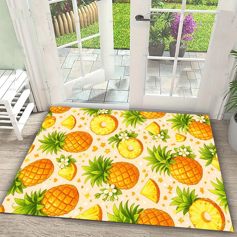 Summer Tropical Fruit Pattern Doormat Non Slip Absorbent Welcome Mat Fruit Design Indoor Outdoor Entrance Floor Rug