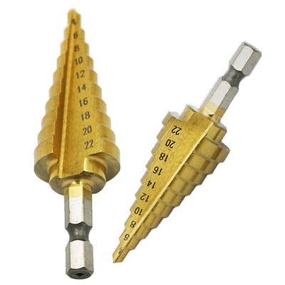 Hex Titanyum Kaplamalı Adım Koni Matkap Ucu Delik Metal Ahşap Kesici 4-22mm HSS Aracı