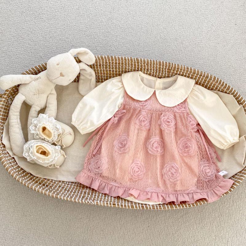 Kayoudo Baby Girl Sweet 3D Flower Romper Dress 66cm