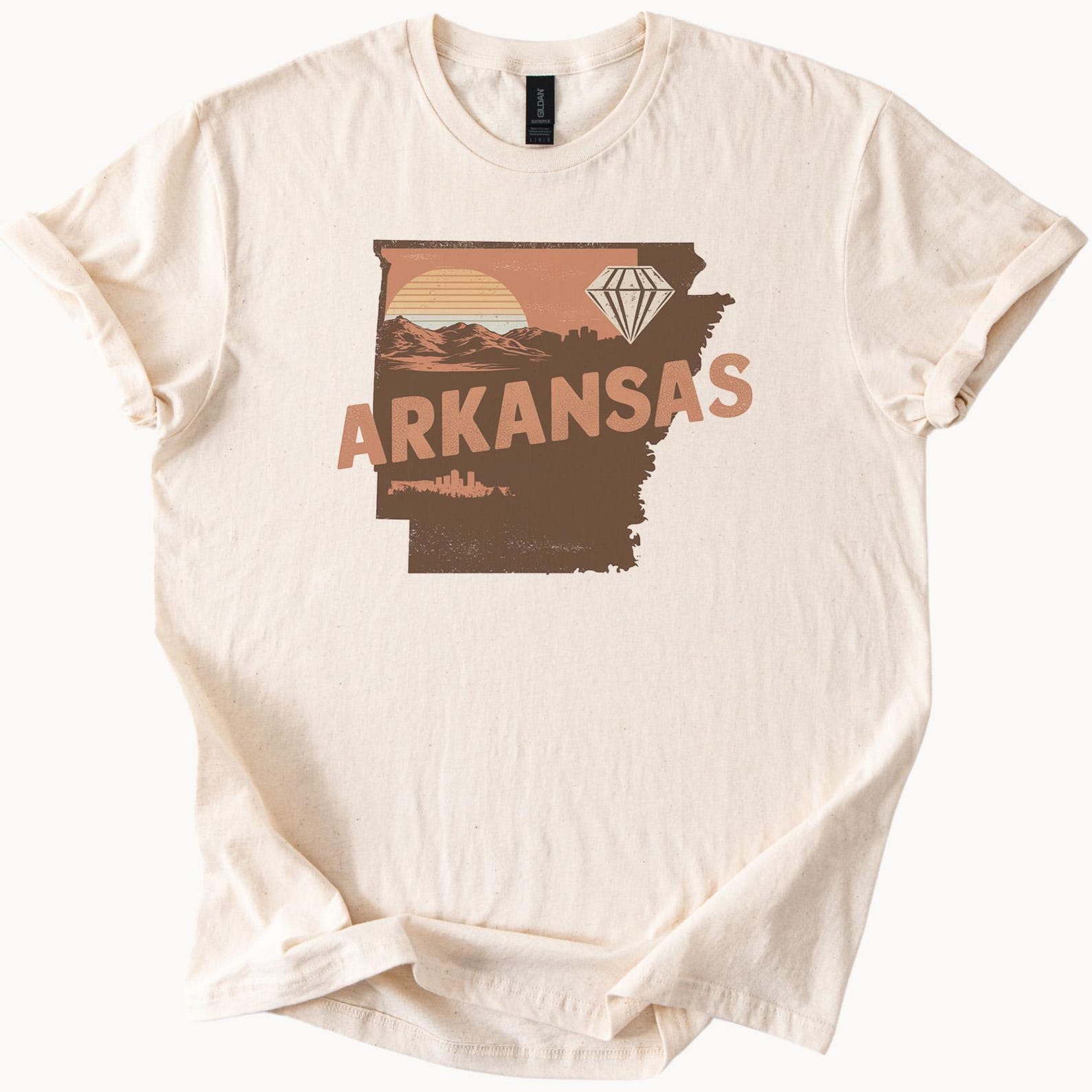 Arkansas Graphic T Shirt Sunset Mountains Diamond State Outline Nature Adventure Arkansas Souvenir Shirt Arkansas Gift Shirt 130