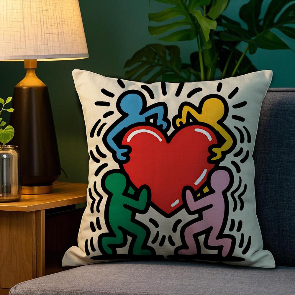 

Pop Art Figures Graffiti Colorful Pillow Case Plush Fabric Soft Double Sided Print Sofa Cushion Cover Throw Pillow Covers 18x18Inch
