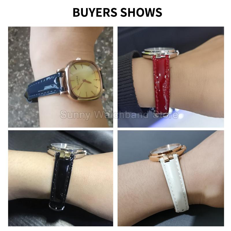 Concave Interface Design Women's Genuine Leather Watch Accessories 12mm for Tissot 1853 Flamingo T094210 Series Watch Strap