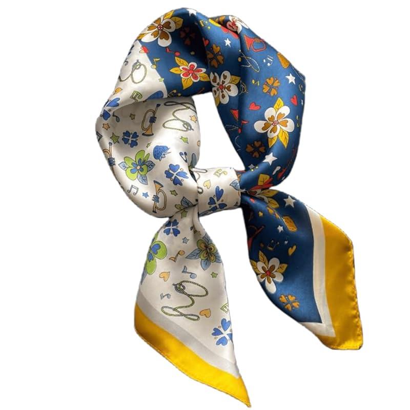 

[KOUMAKI] scarf ladies cat pattern cat print bandana shawl neckerchief 70×70cm silk style Stylish mother s day square How to roll bag decoration hair