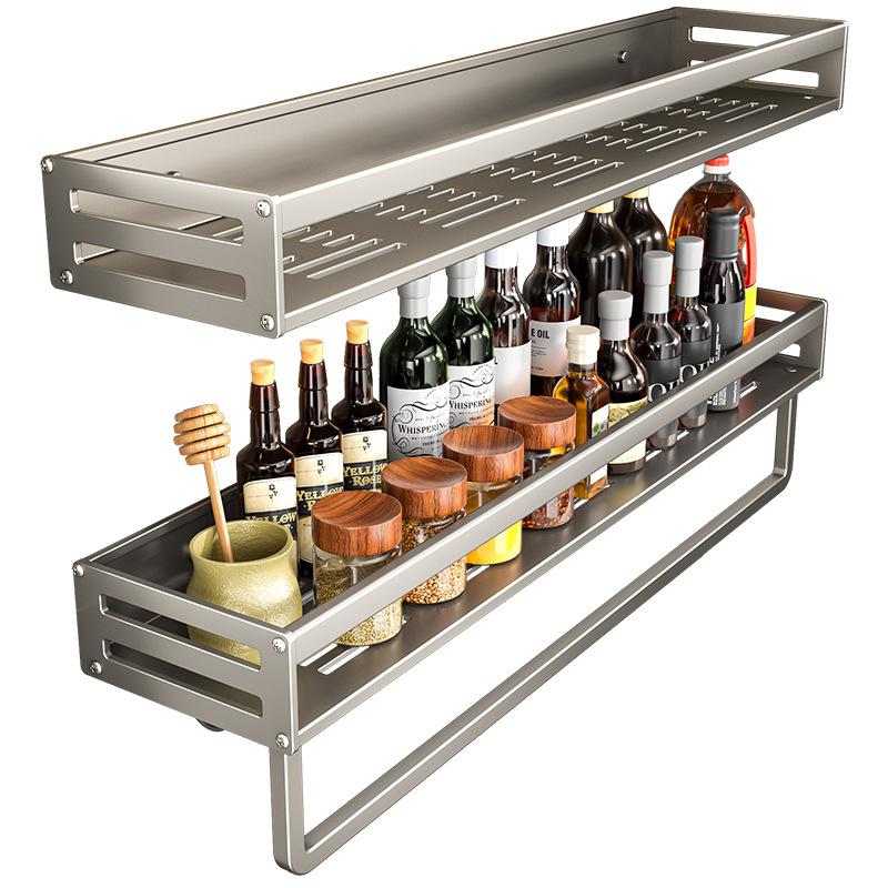 Kitchen Punch-free Wall-mounted Shelf Seasoning Space Aluminum Multi-functional Storage