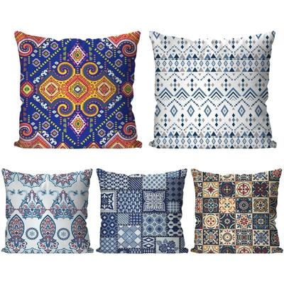 1pc Bohemian Floral Patterns Pillow CaseSquare Pillow Bedroom Sofa Leisure Comfort Cushion Car Living Room Home Decoration 40X40