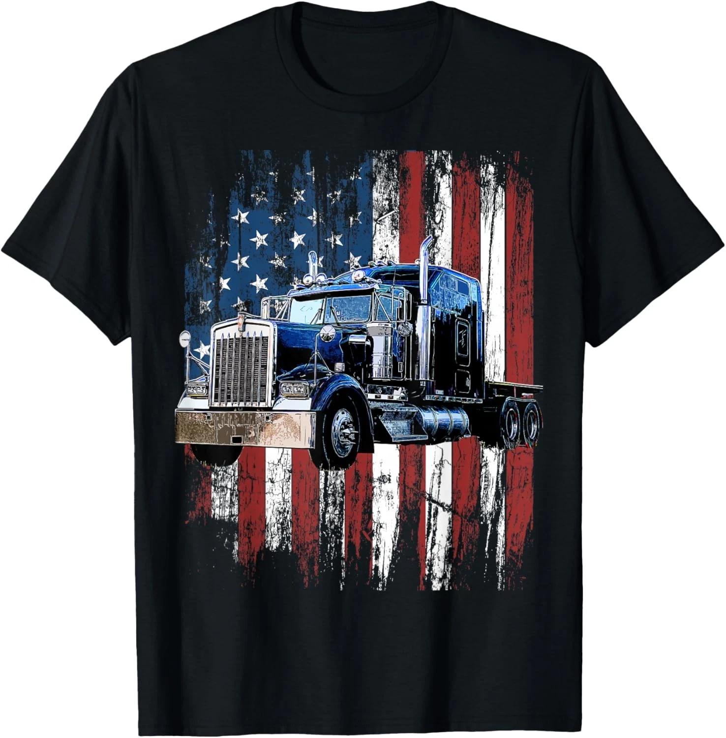 Funny Trucker American Flag Truck Driver Truck Driver Gift Unisex T-Shirt XL