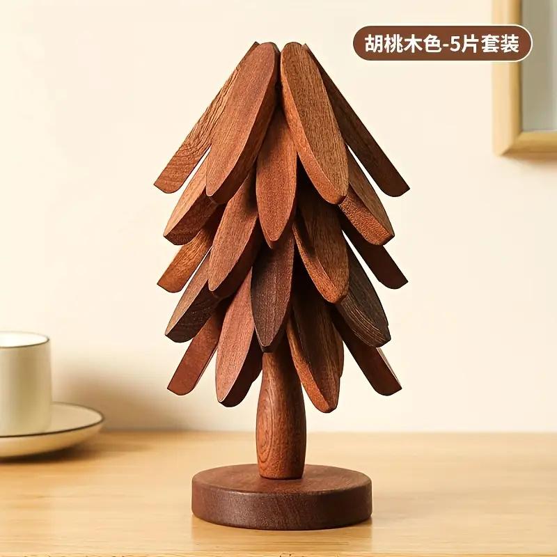 

1 Set Heat-Resistant Tree Wooden Trivet Thermal insulation Table Mat Pot Holder & Coaster Plate Mat Halloween Christmas Gift 20x10cm