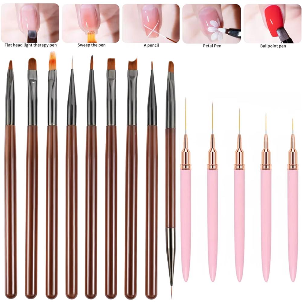 UV Gel Pen Set Nail Brush Set DIY Nail Brush Acrylic Painting Brush Eyeliner for Nail Design Nail Tip Display Painting Tools