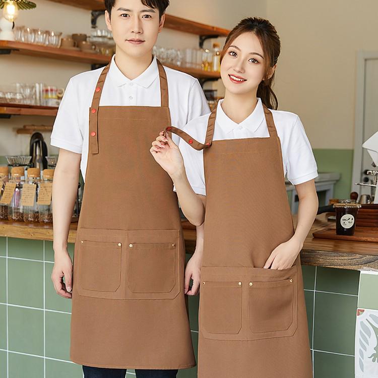 Waterproof, Stain-Resistant Canvas Work Apron with Adjustable Neck for Restaurants and Advertising Z16 Canvas Red
