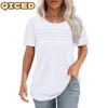 Women's Fashion Casual Solid Color Print Short Sleeve O-Neck Blouses & Shirts Unique Design