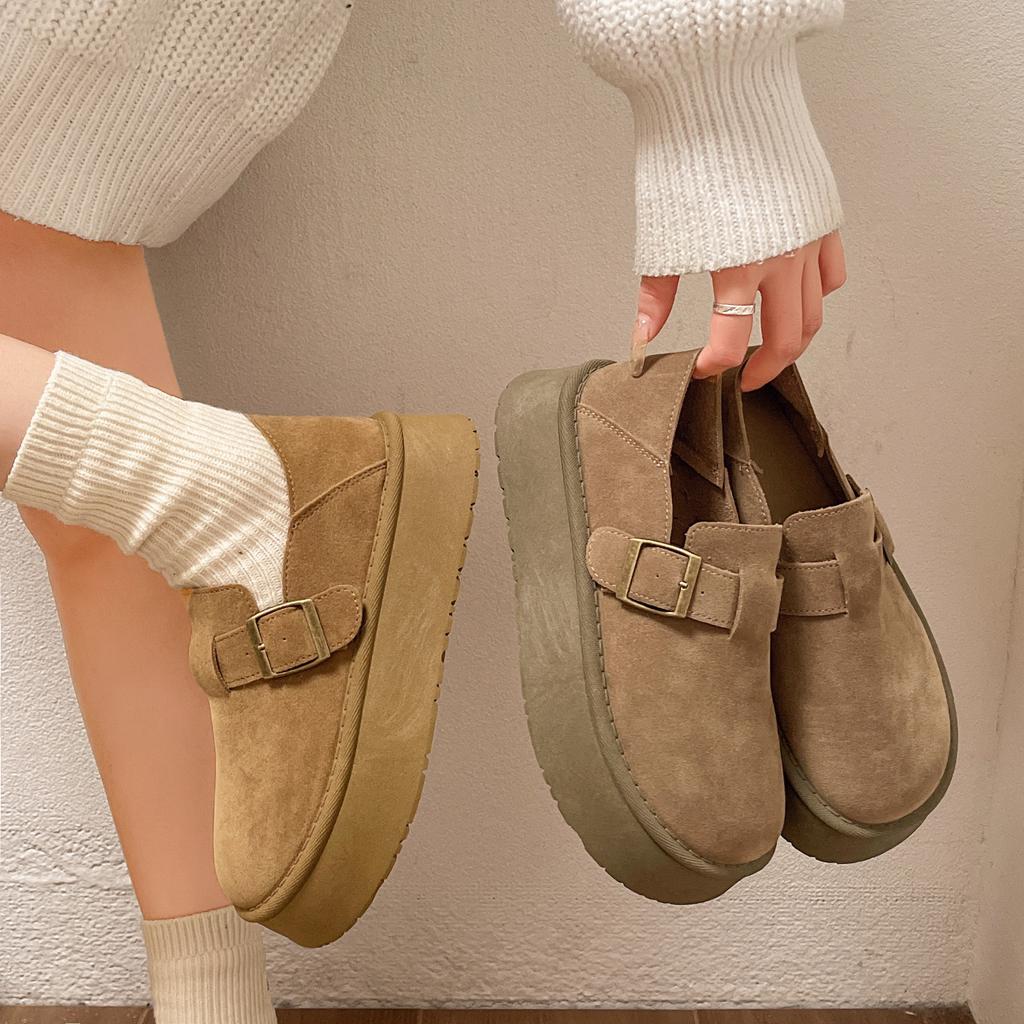 Populära höjande Birken-damskor med tjock sula damskor 2025 nya vår och höst mångsidiga avslappnade tidig vår liten man