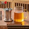 Heat-Resistant Glass Teacup with Stainless Steel Infuser & Wooden Lid