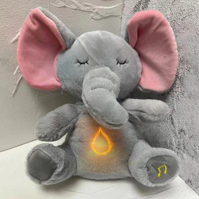 Baby Breathing Elephant Plush Toy with Soothing Music Light Musical Animal Plushie Stuffed Comfort Doll Soother Newborn Infant Boys