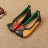 Frühlings-Damenschuhe, Farbblock mit flachem Boden, Weichsohlige Leder-Einzelschuhe mit flachem Ausschnitt, Retro-Handgefertigte Mutter-Schuhe für Damen